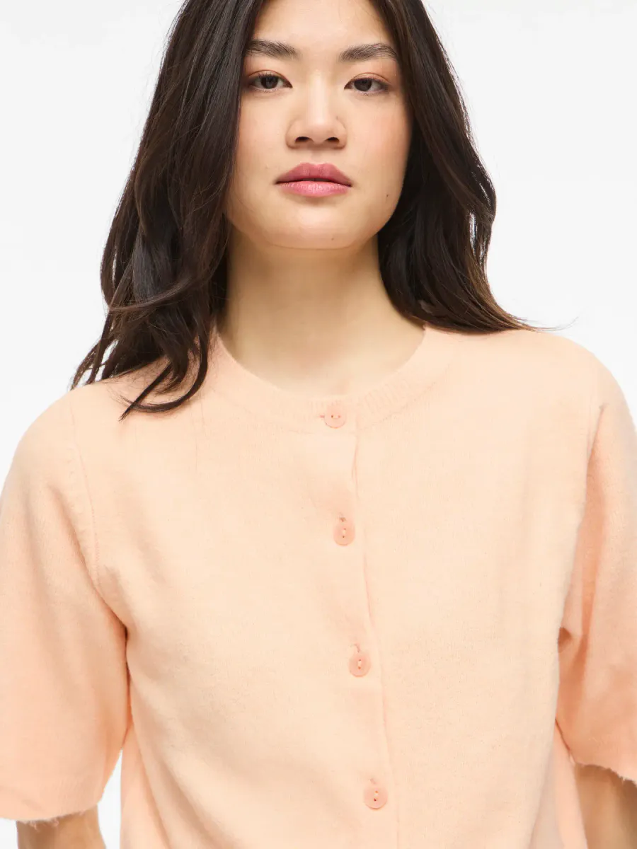 VILIGA 2/4 O-NECK KNIT CARDIGAN PEACH PARFAIT