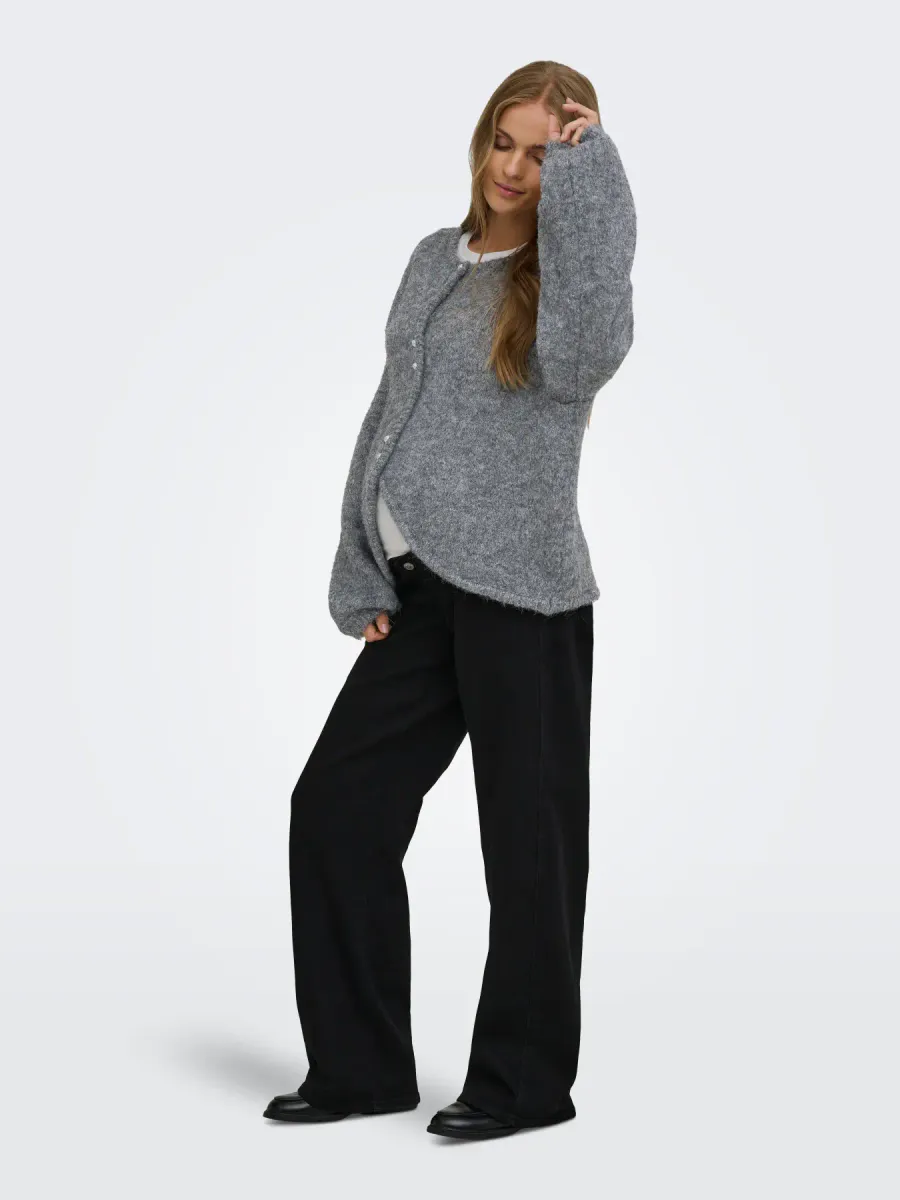 CARZAGGIE BUTTON ONECK CARDIGAN KNT DARK GREY PEARL BUTTON