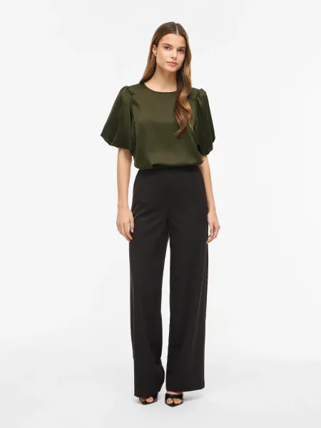 Hovedbilde VIELLETTE 2/4 SATIN PUFF TOP  FOREST NIGHT