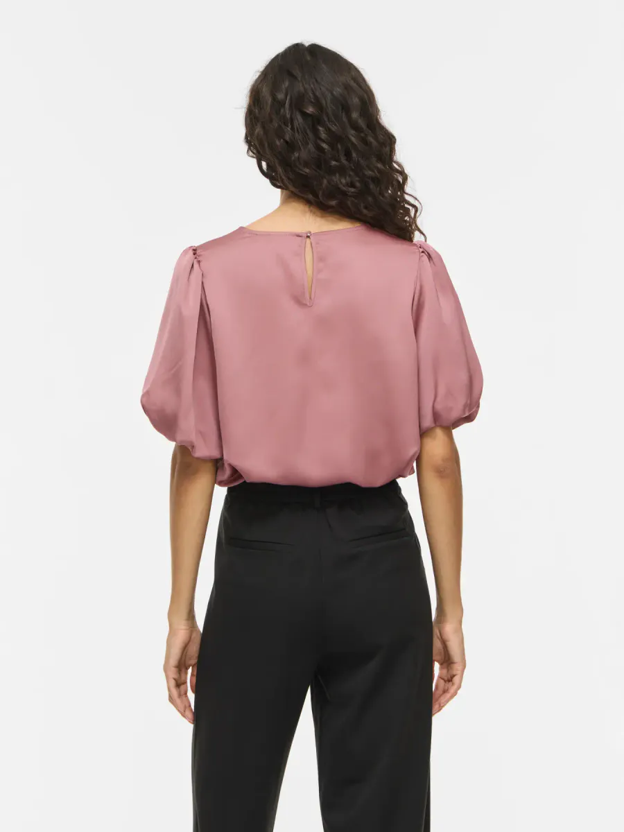 VIELLETTE 2/4 SATIN PUFF TOP  NOSTALGIE ROSE