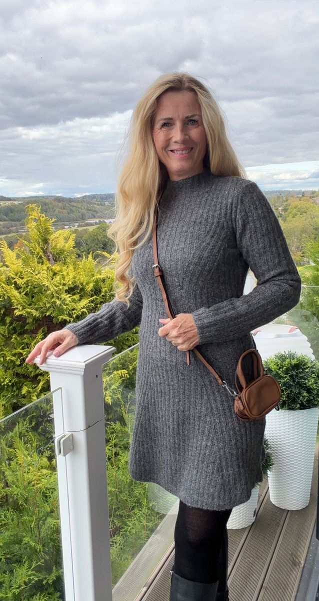 YASDOLLY LS KNIT DRESS MEDIUM GREY MELANGE