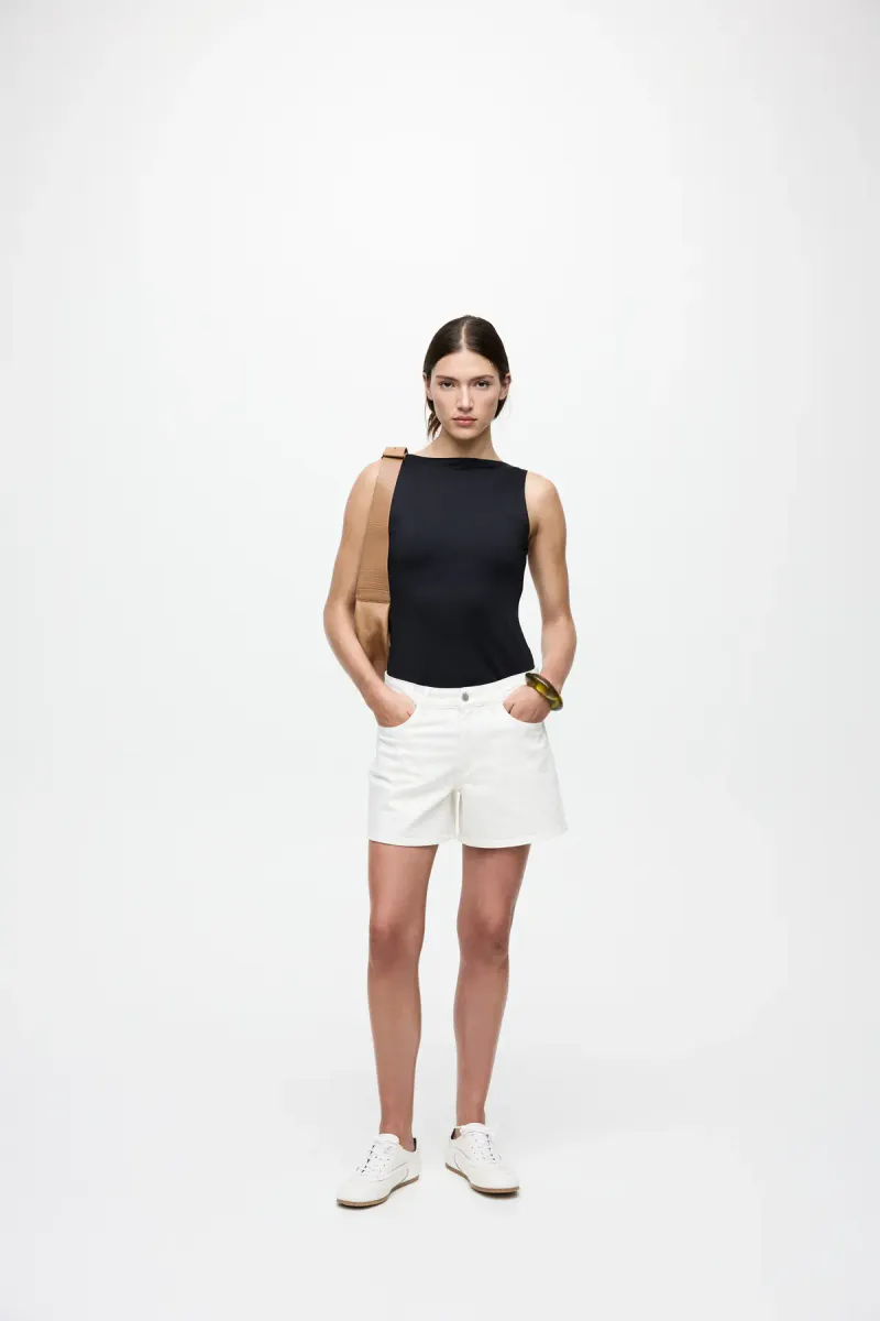VIKENZA U-NECK S/L TANK TOP BLACK