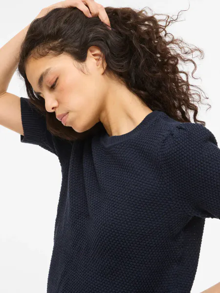 Hovedbilde VIDALO O-NECK S/S KNIT TOP NAVY BLAZER