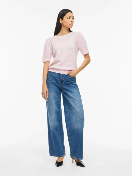 Hovedbilde VIDALO O-NECK S/S KNIT TOP CHERRY BLOSSOM