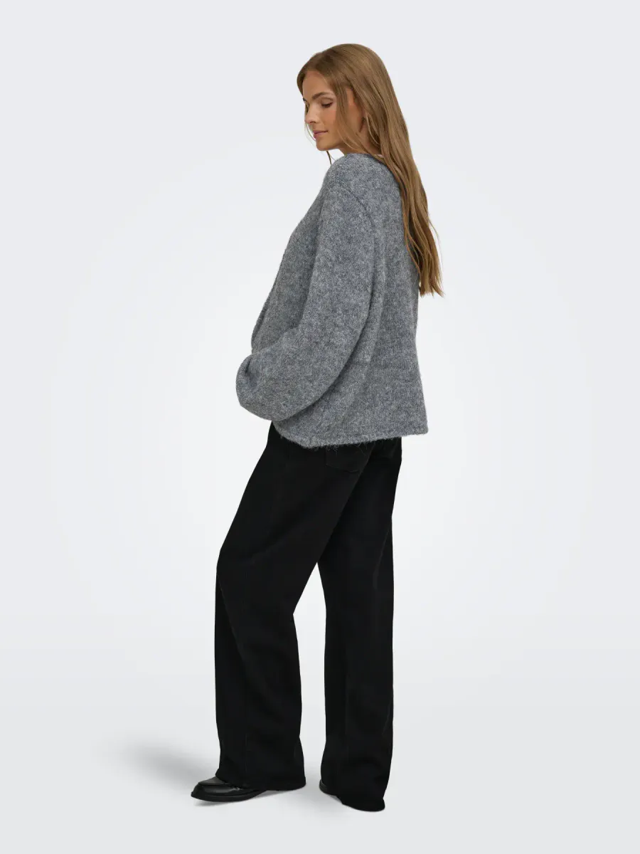 CARZAGGIE BUTTON ONECK CARDIGAN KNT DARK GREY PEARL BUTTON