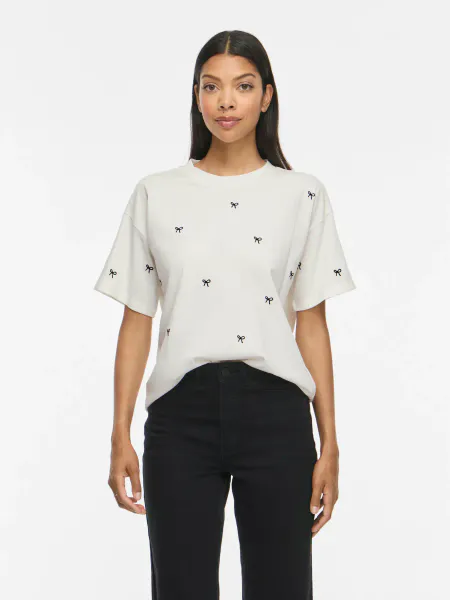 Hovedbilde VIMONIE BOW O-NECK S/S T-SHIRT/RNS SNOW WHITE