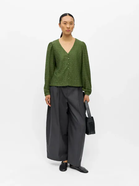 Hovedbilde OBJLAILA L/S V-NECK TOP BRONZE GREEN