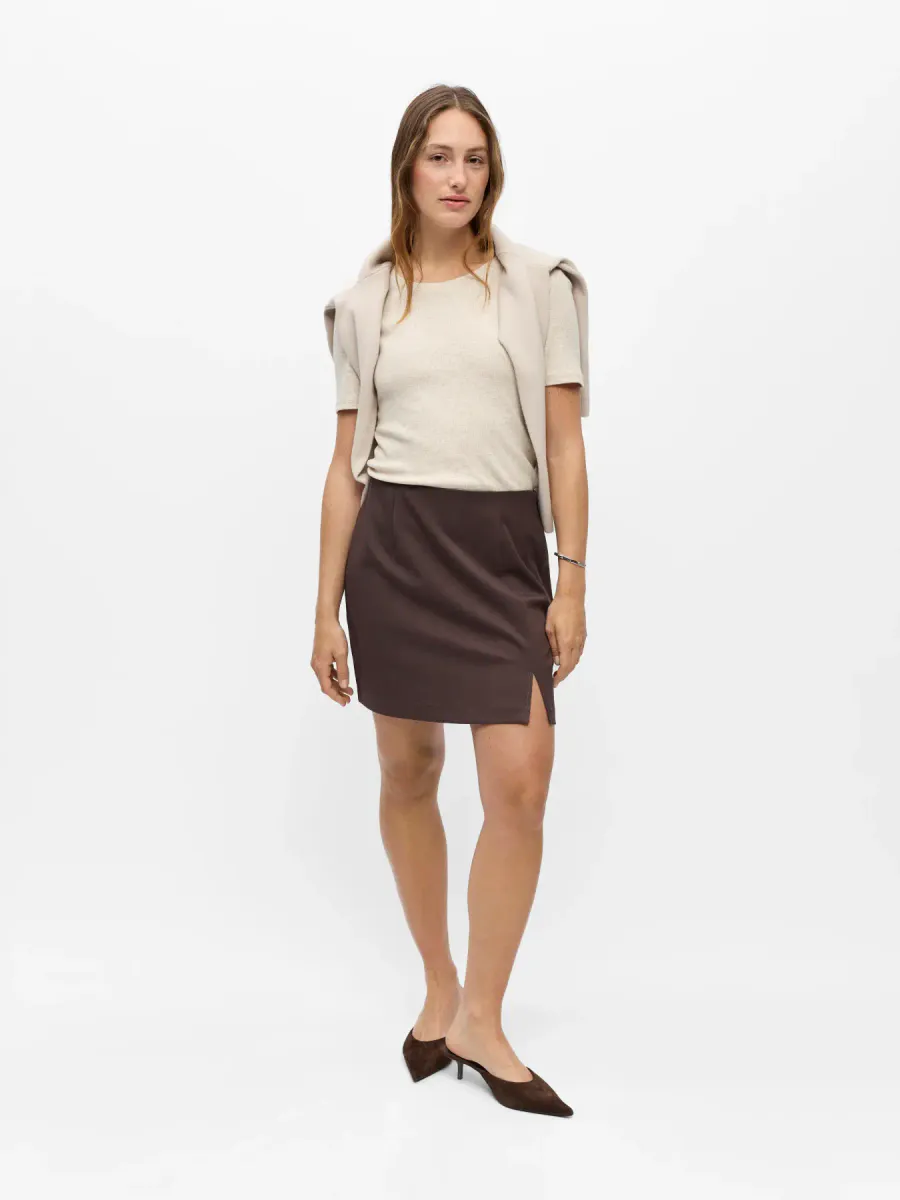 OBJLISA MINI SKIRT SEAL BROWN