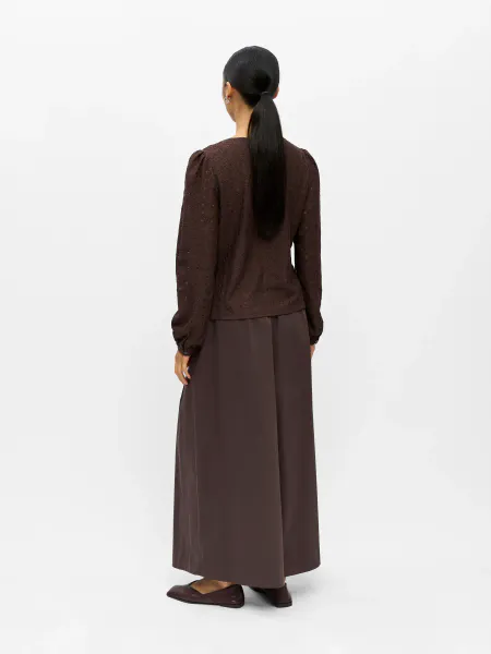 Hovedbilde OBJLAILA L/S V-NECK TOP SEAL BROWN