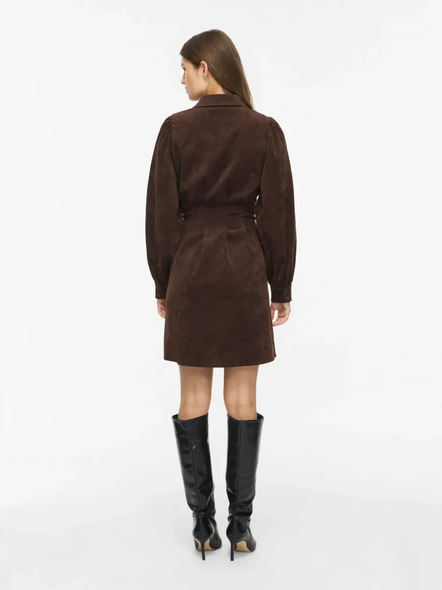  VICORDU L/S SHIRT DRESS COFFE BEAN